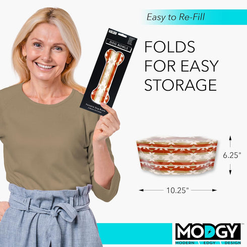 MODGY Collapsible Dog Food Bowl Dish, Reusable, Portable Container, Pack of 2
