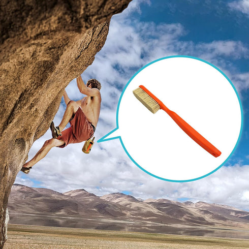 TWO STONES Climbing Chalk Brush with Thick Ultra Durable Boar's Hair Bristles, Bouldering Brush with Ergonomic Handle