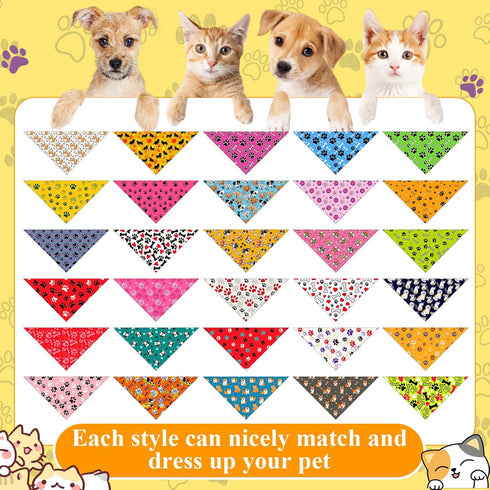 120 30 Sanwuta Pcs Bandanas for Dogs Bulk Dog Bone and Paw Print Pattern Triangle Bandanas for Groomers Washable Pet