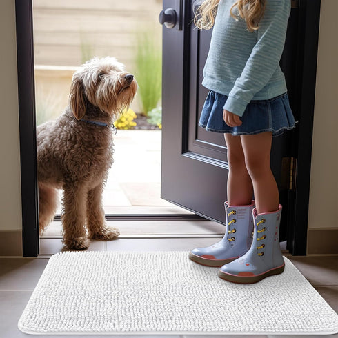 OLANLY Dog Door Mat for Muddy Paws - Absorbent Non-Slip Washable Indoor Entry Mat, 24x16