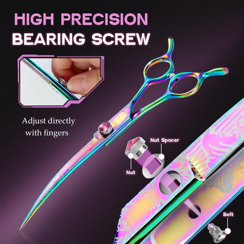 7" Downward Curved Dog Grooming Scissors - Safety Shears for Grooming Face and Paws, Trimming Shears for Dogs and Cats
