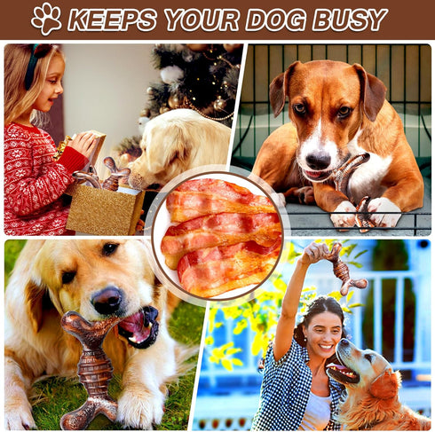 Dog Toys - 4-Pack Indestructible Chew Toys for Aggressive Chewers - Nylon Durable Dog Toys for Medium Large