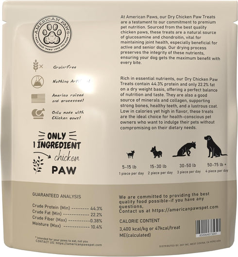 (3LB) American Paws Dehydrated Chicken Feet Dog Treats, Only One Ingredient, No Additives, Made and Sourced in USA