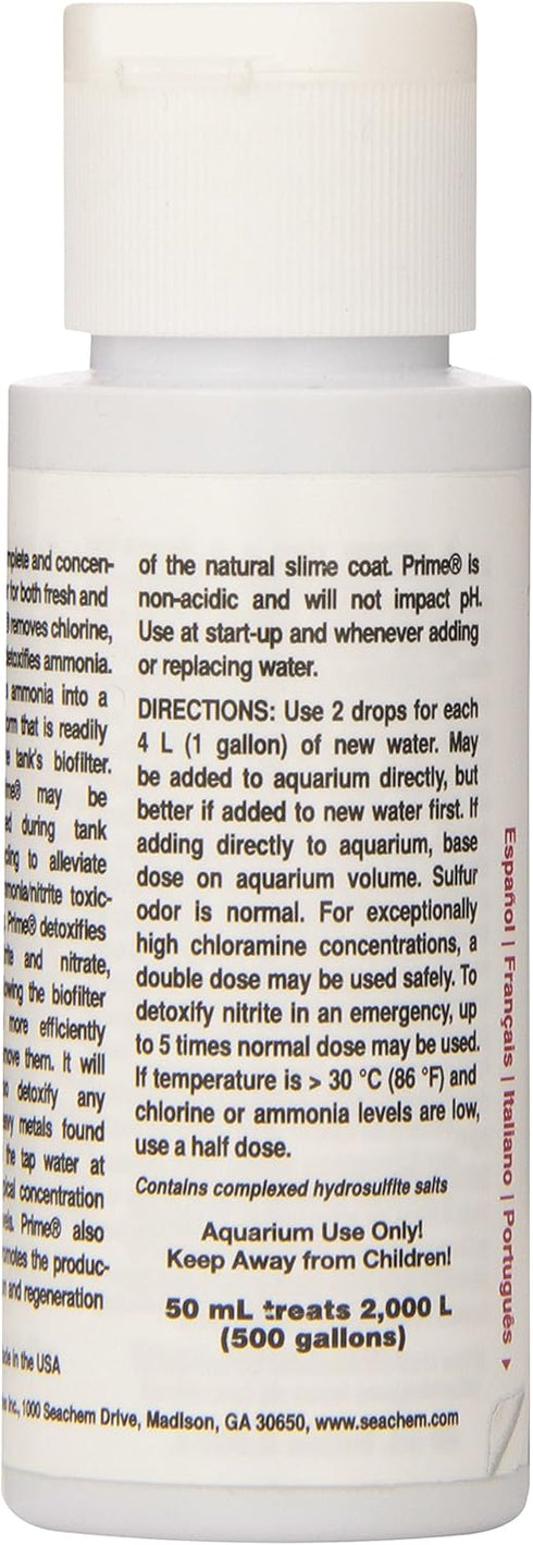 Seachem Prime Fresh and Saltwater Conditioner, Chemical Remover and Detoxifier, 50 ml.