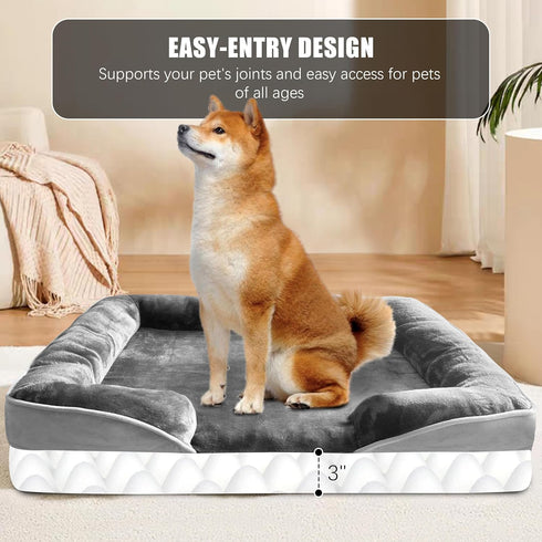 Spotted Play Orthopedic Dog Bed with Sides - Dog Sofa Beds for Large Dogs, Supportive Foam Pet Couch Bed with Washable