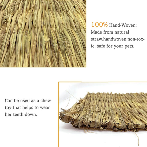 20 Chinchilla Tfwadmx Pcs Bunny Grass Mat Rabbit Natural Straw Woven Bed Small Animal Cages Sleeping Hay Mats Nest Play