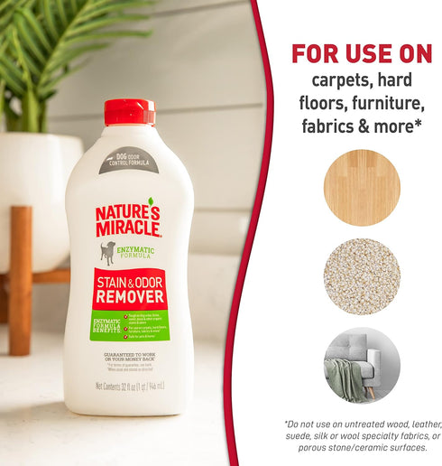 32 Nature's Miracle Stain and Odor Remover Dog Ounces, Odor Control Formula, Pour