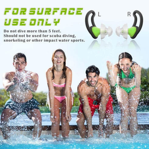 Hearprotek Ear Plugs for Swimming, Waterproof Silicone Water Earplugs for Adults, Juniors, Pool Shower Bathing