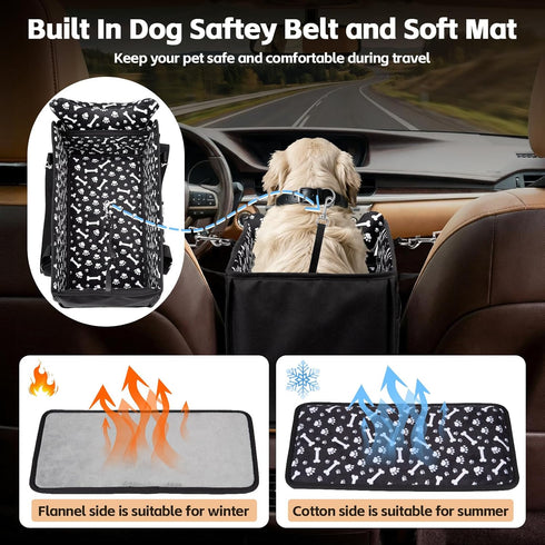 Kfonla 15lbs Center Console Dog Car Seat, Portable Pet Cat Puppy Booster Armrest Carseat, Anti-Collapse Pet Car Seat