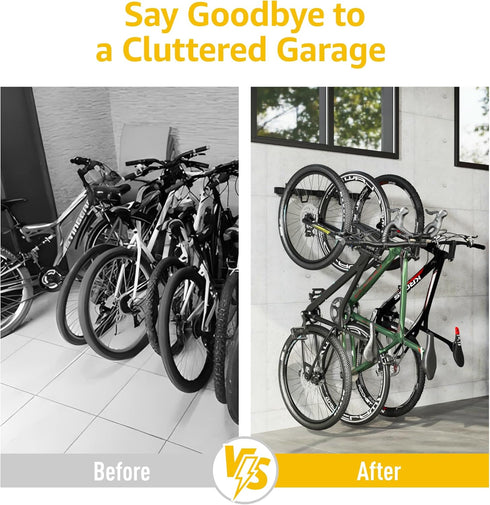 monTEK Enhanced Bike Storage Rack, Adjustable 3-Bike and 2-Helmet Hangers for Indoor Storage