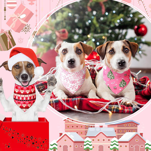100 Newwiee Pieces Valentine's Day Dog Bandanas Bulk for Large Dogs Pink Red Pattern Pet Triangle Scarf Puppy Cat