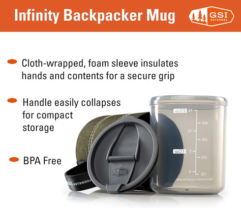 GSI Outdoors Infinity Backpacker Mug: Durable and Lightweight Mug for Camping and Outdoor Adventures