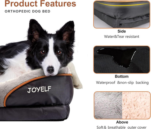 JOYELF Memory Foam Small Orthopedic Dog Bed & Sofa, Removable Washable Cover, Includes Squeaker Toy