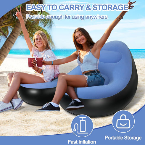 SeaSlep Inflatable Chair with Ottoman, Inflatable Couch for Adults with Flocked Surface, Comfortable Blow Up Air Chair