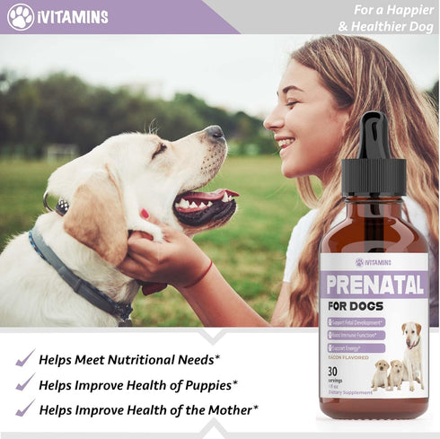 Dog Prenatal Vitamins, Includes Vitamin B Complex & C, Whelping Supplies, 1 Pack: 30 Servings