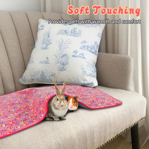 YUEPET 3 Pack Waterproof Guinea Pig Blankets, Washable Fleece Cage Liners, Warm Flannel Throw for Small Animals 48"×24"