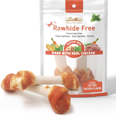 Premium Dog Bones, Rawhide-Free, Limited Ingredients, Made with Real Chicken, Large 2pcs/Pack