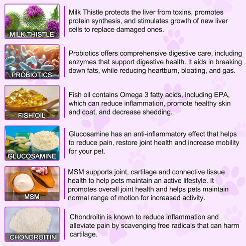 Dog Multivitamin Treats, 15 in 1 Tablets with Glucosamine, Cranberry, Milk Thistle, Supports Joint & Digestion