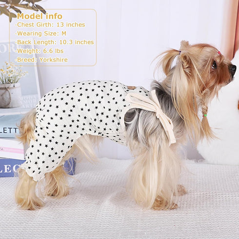 Dog Pajamas Summer Dog Clothes for Small Dogs Girl Boy Star Strap Puppy Onesie Pjs for Doggie Pet Cat Jammies Apparel, Beige, XL