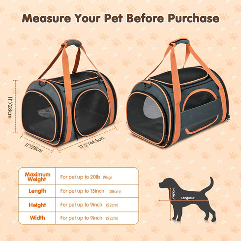 OKMEE 5 4 Cat Carrier TSA Airline Approved with Ventilation for Small Medium Cats Dogs Puppies, Dog Carrier with Big