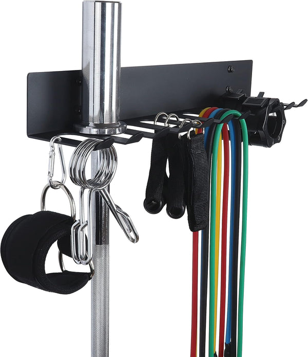 Heavy Duty Gym Storage Rack, Resistance Band Wall Mount Barbell Rack for Exercise Equipment and Accessories