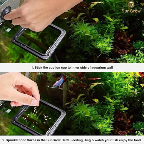 SunGrow 2 Betta Feeding Ring, Prevents Water Turbulence, Practical Round Floating Food for Guppy, Goldfish, Small Fish