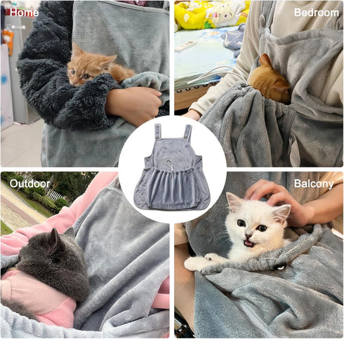 Cat Carrier Apron, Hands-Free Adjustable Pet Carrier for Cats and Small Dogs, Soft Breathable Washable Sling for Indoor