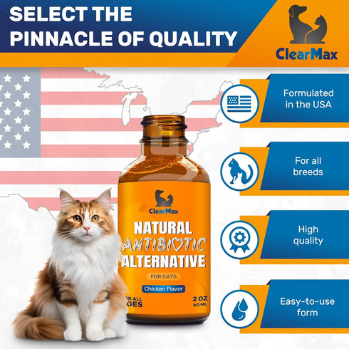 Antibiotics for Cats, Natural Antibiotics & Multivitamin for Cats, 2 Oz