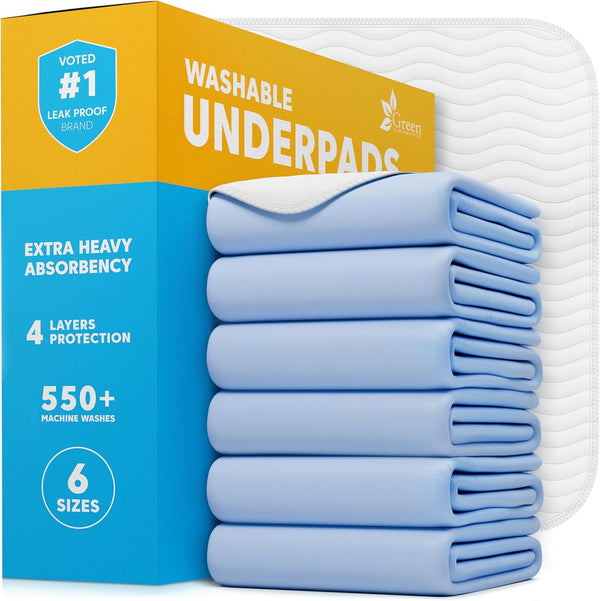 GREEN LIFESTYLE Washable Underpads - Large Bed Pads for use as Incontinence