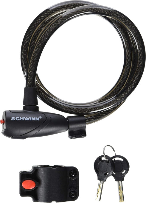 Schwinn 6 Feet x 15 mm Bike Cable Lock with Lighted Key, Security Level 3