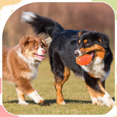 4 Pcs 4.5'' Spiky Squeaker Football Dog Toy for Medium Large Dogs, Spiky Balls for Aggressive Chewers, Fetch Training