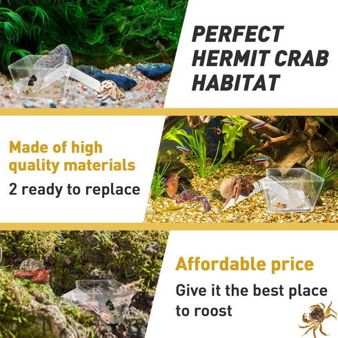 2 Packs Hermit Crab Water Tank with Cuttable Climbing Ramp, Ideal Pool and Tank Combination