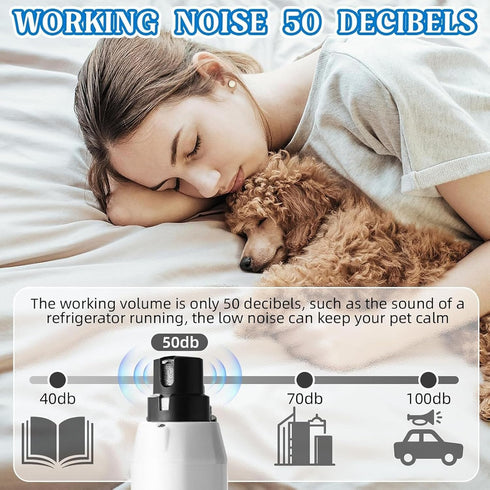 Tasunte Trimmer 5 Trimmer Silent Groom Pro, Nail with LED Light & Speeds, Nail Grinder for Dogs & Cats, Quiet Electric