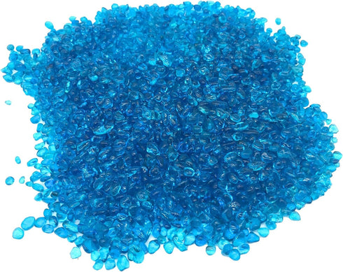 2 Pounds Landscape Glass Pebble Gravel Sand for Aquariums and Terrarium Landscape, Natural Blue.