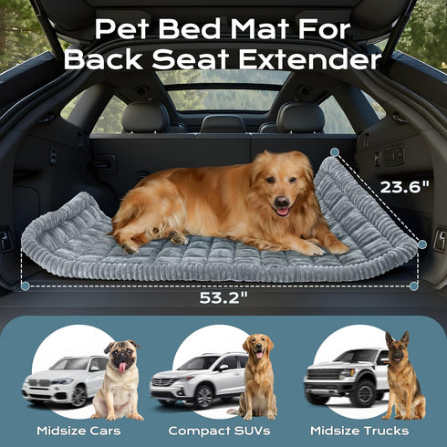 53" 24") Backseat Dog Bed Mat for Car, Dog Car Seat Cover for Back Seat, Pet Car Blanket Soft and Comfortable, Upgraded