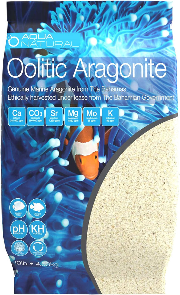 Aqua Natural Oolitic Aragonite 10lb Aquarium Sand for Reef, Saltwater, and Marine Tanks