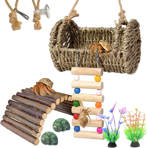 Hermit Crab Hideout with Ladder, Lizard Climbing Toys, Hermit Crab Hut with