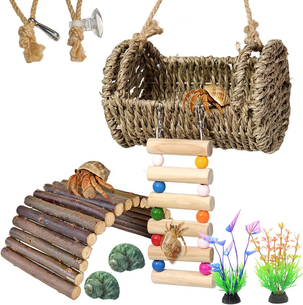 Hermit Crab Hideout with Ladder, Lizard Climbing Toys, Hermit Crab Hut with