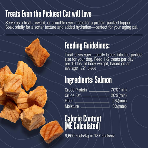 Whole Life Cat Just One Salmon Freeze Dried Cat Treats, 1 oz (Pack of 1) - Human Grade High Protein Food, Healthy