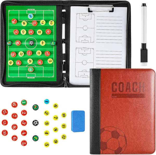 Pure Vie Magnetic Soccer Coaching Tactics Board, Portable Dry Erase Clipboard for Coaches with Markers and Eraser