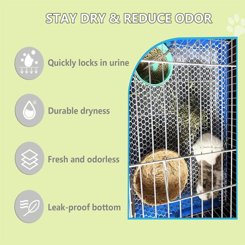 PeSandy 100PCS Chinchillas Rabbit Pee Pads, Pet Toilet/Potty Training Pads, All Absorb & Odor Control Disposable Cage