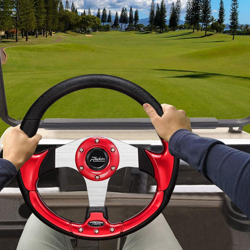 Roykaw Universal Golf Cart Steering Wheel Compatible with EZGO RXV TXT, Club Car DS Precedent Tempo, Yamaha G29
