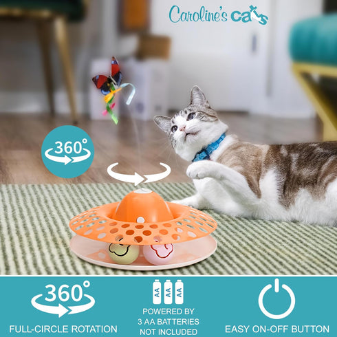 2 1 Recommended Caroline's Cats Automatic Butterfly Cat Toy Interactive in with Auto Shut Off & Catnip Ball Track;