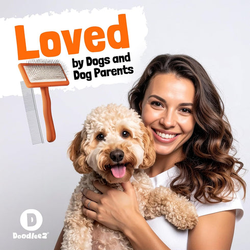 DOODLEEZ Slicker Brush for Dogs - Goldendoodle Brush with Poodle Comb and Cases Included - Goldendoodle Must Haves