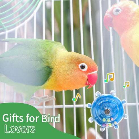 Bird Toys for Parakeets, Interactive Spinner Rattle Budgie Toys, Rotating Wheel Chew Parrot Toys for Medium Birds Small