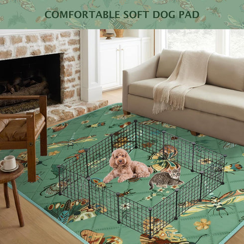 IEUUMLER 1 Pack EU014 Washable Pee Pads for Dogs, Insect Pattern Reusable Waterproof Puppy Potty Pads, Non-Slip