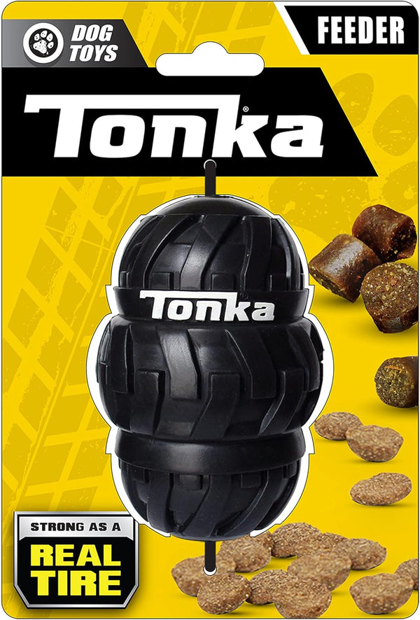 Tonka Tri-Stack Tread Feeder Dog Toy, Lightweight and Water Resistant, 4 Inches for Medium/Large Breeds