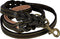 6' Genuine Leather Dog Leash, Heavy Duty, Handmade, Braided, Dual Handle Design with D Ring, Padded & Traffic Handle