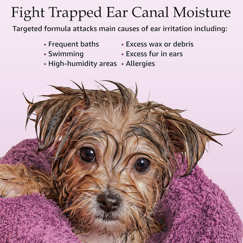 Ear Cleansing Solution for Dogs and Cats, Deodorizing Pet Ear Cleaner with Aloe & Vitamins, 8 oz