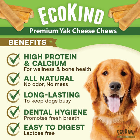 EcoKind Premium Gold Monster Yak Cheese Himalayan Dog Chew, All Natural High Protein Treat for Large Breeds